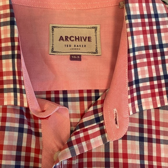 Ted Baker Archive Egyptian Cotton Button Down Pink Plaid Flip Cuff Shirt 16.5 - Picture 1 of 10